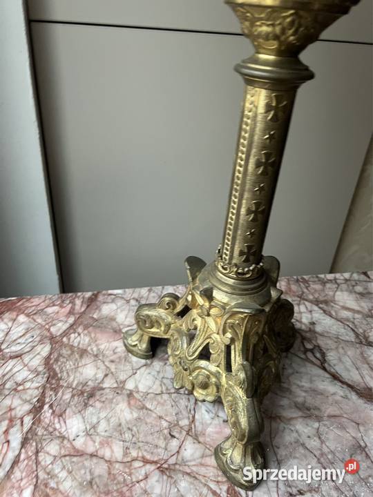 Kandelabr z brązu stary świecznik antyk dolnośląskie