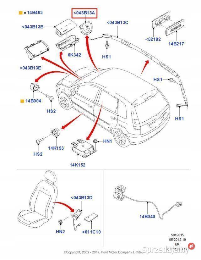 PODUSZKA AIRBAG PASAŻERA FORD FIESTA 0108 zASO