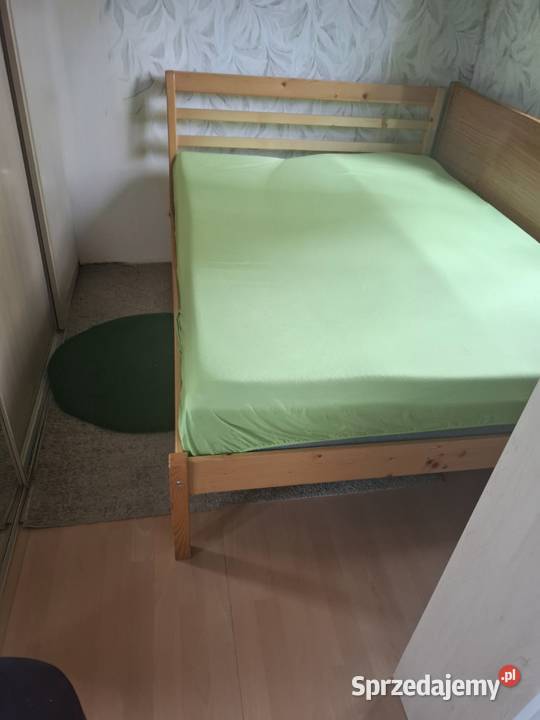ŁÓŻKO DREWNIANE 140X200 ZE STELAŻEM 140cm sprzedam