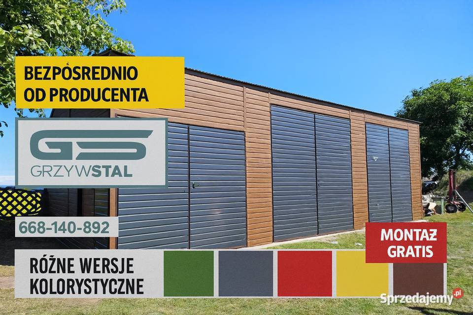 GARAŻ BLASZANY DREWNOPODOBNY Magazyn Wiata Hala Wieluń