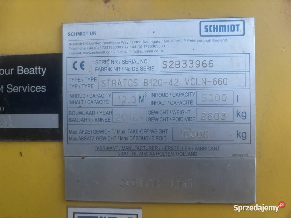 Piaskarka schmidt 12m3 2010 stratos taśma Ropczyce