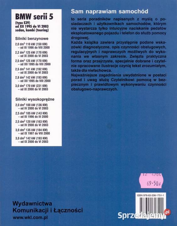 BMW serii 5 E39 poradnik Książki i Podręczniki mazowieckie