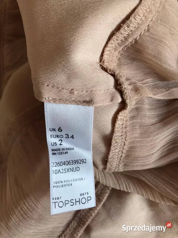 Lekka sukienka z falbanką Topshop r XS 34 Bez wzoru Dąbrowica