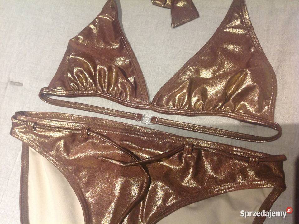 Strój Dwuczęściowy r 3840 nowy ciemne złoto Rozmiar 38(M) Nowa Sól