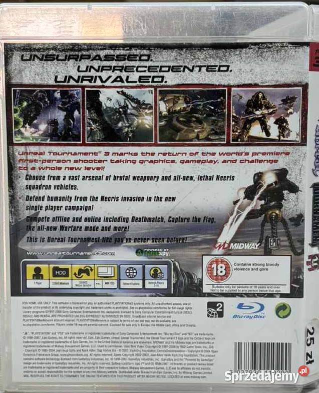 3 Unreal Tournament Sony Playstation 3 warmińsko-mazurskie Elbląg