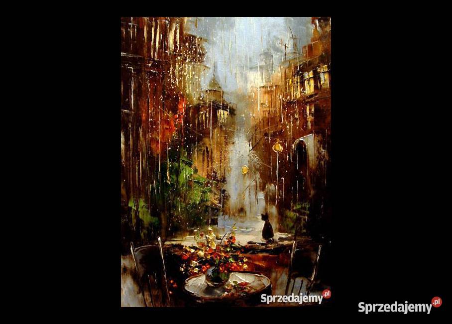 Na ulicy Cichosza Obraz plejny szpachla 30x40 Malarstwo Łódź sprzedam