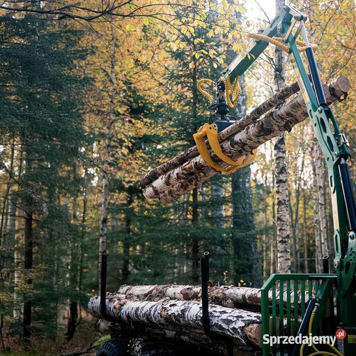 Przyczepa leśna do ATV z żurawiem 36 m silnikiem Oświęcim