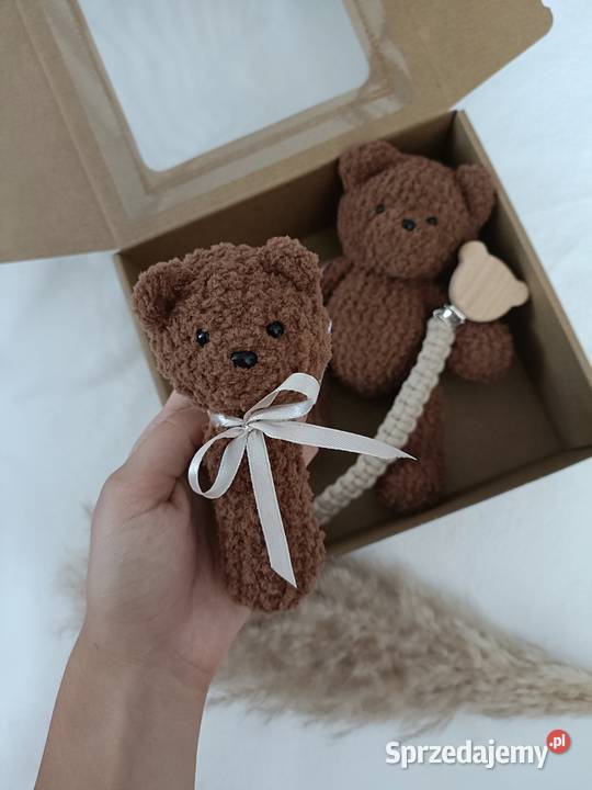 Zestaw miś grzechotka zawieszka do smoczka Jawornik Polski