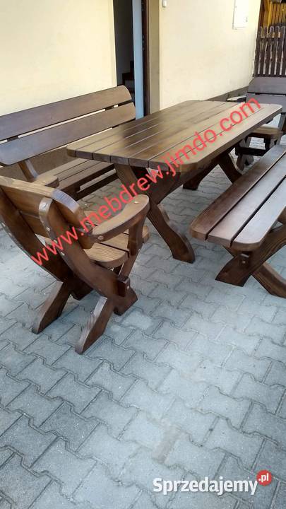 Zestaw komplet meble ogrodowe drewniane stół małopolskie Tokarnia