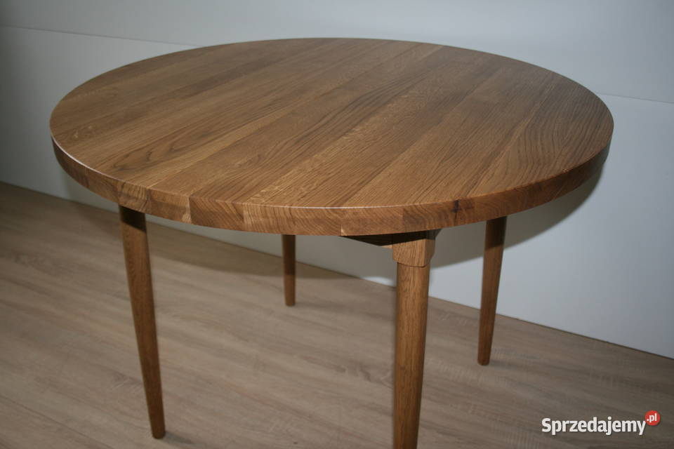 Stół okrągły owalny dębowy rozkładany LOFT 75cm Myślenice