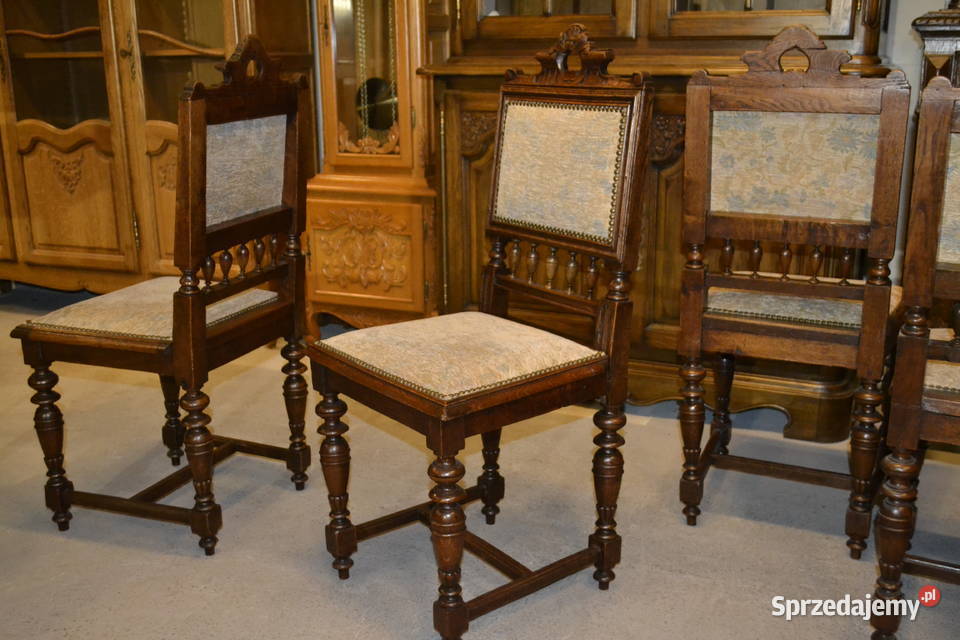 krzesła eklektyczne 4 dąb Antyki, Sztuka, Kolekcje Będzin