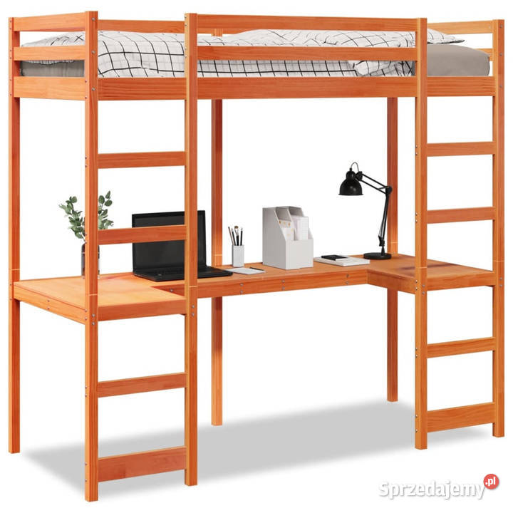 Łóżko na antresoli bez materaca brąz sosnowe 82cm