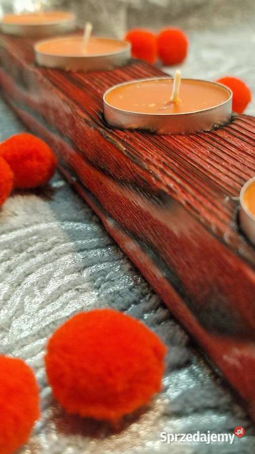Świecznik świerkowy Shou Sugi Ban głęboka Sępopol
