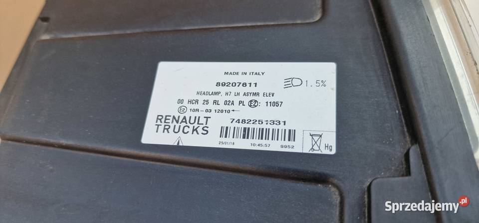 RENAULT GAMA T RANGE REFLEKTOR LAMPA LEWA H7 lubuskie Bieleń