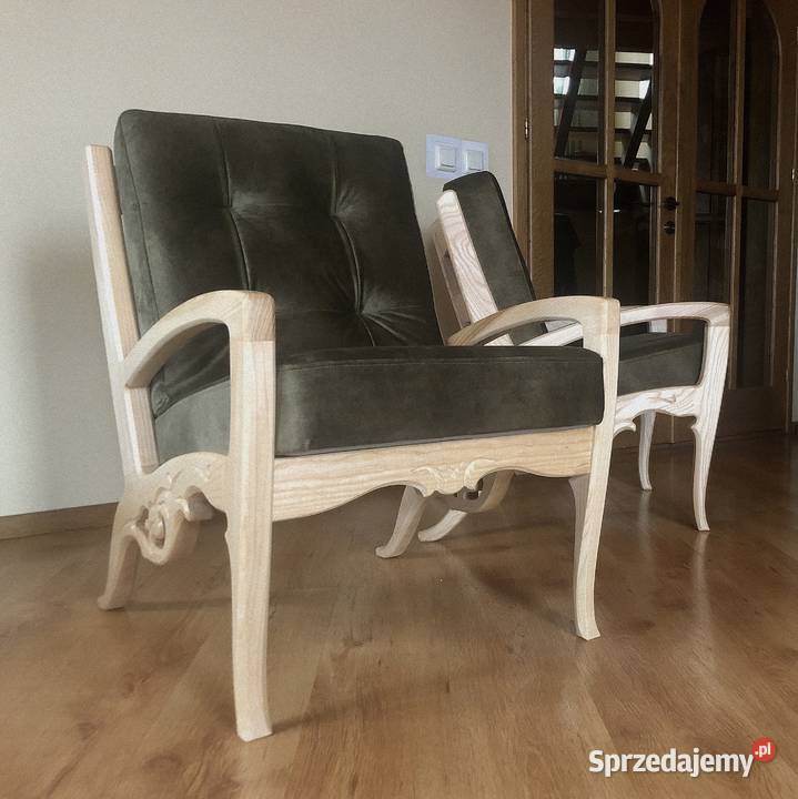Fotel tapicerowany stylowy, krzesło góralskie
