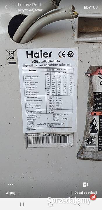 Klimatyzacja haier R 410a