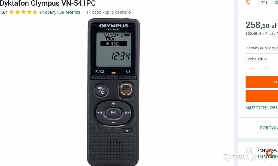 Dyktafon Olympus VN541PC Niezawodny Prosty i Pozostałe Kraków
