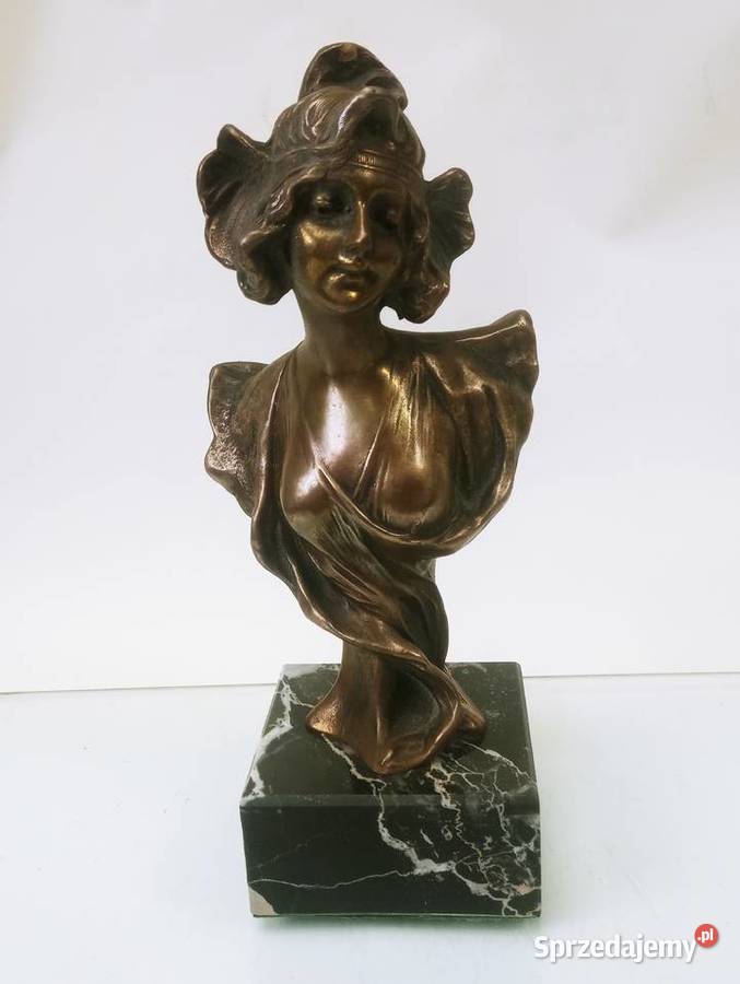 Henri Jacobs Rzeźba Kobieta w Czepcu Brąz Nowa Sól