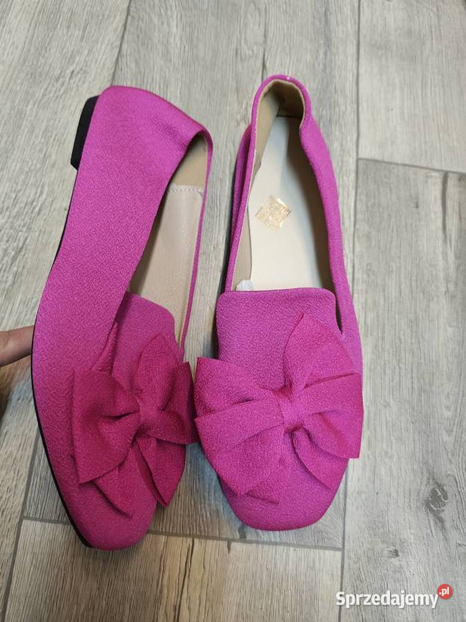 43 Różowe letnie mokasyny baleriny z kokardą Kraków
