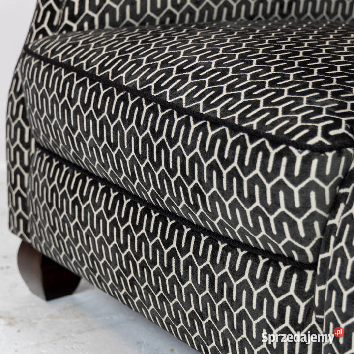 Klubowy fotel uszak z podnóżkiem lata 30 Polska Swarzędz