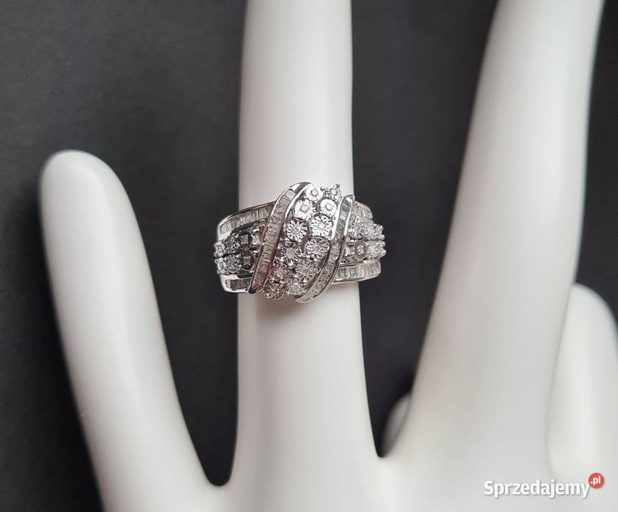 Pierścionek srebro rodowane 925 diamenty Pierścionki Otwock