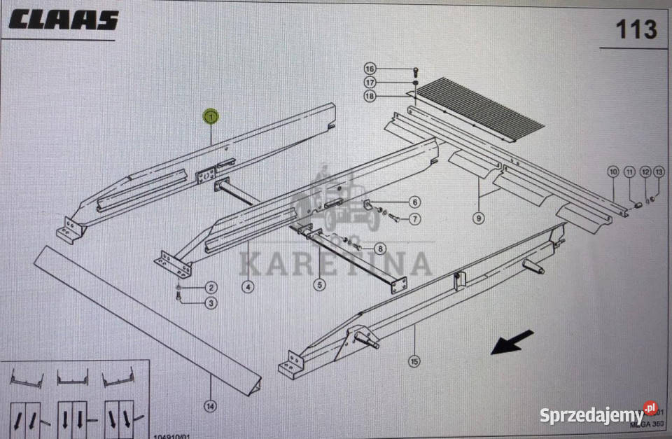 Ściana Sita Claas Mega 370340 kat części prawa