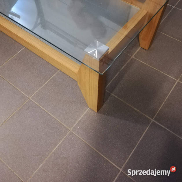 Ława z blatem szklanym 130 x 70 x 46 orzech 70cm Bydgoszcz