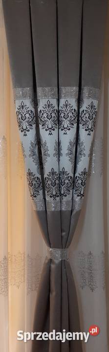 Zasłony blackout srebrny ornament Mława