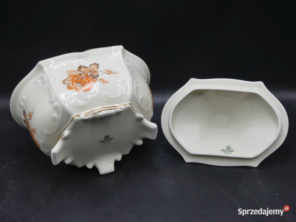 Zjawiskowa ogromna bomboniera Koenigszelt Porcelana i szkło wielkopolskie