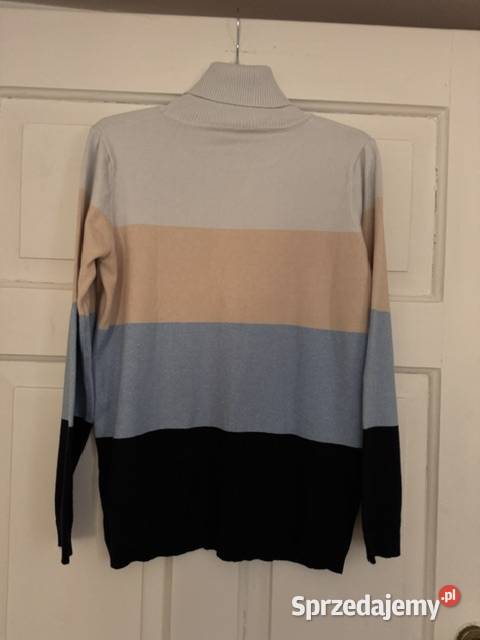 Sweter damski w pasy LXL z golfem kolorowy Częstochowa sprzedam