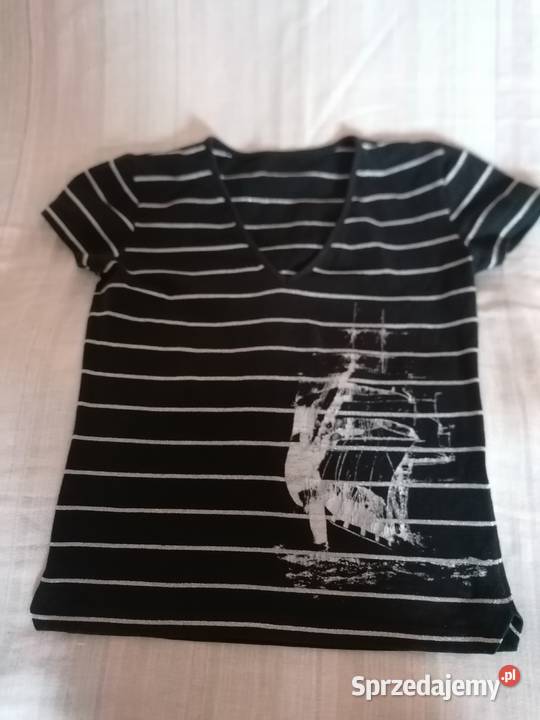 Bluzka koszulka t shirt czarny z srebrnymi łódzkie