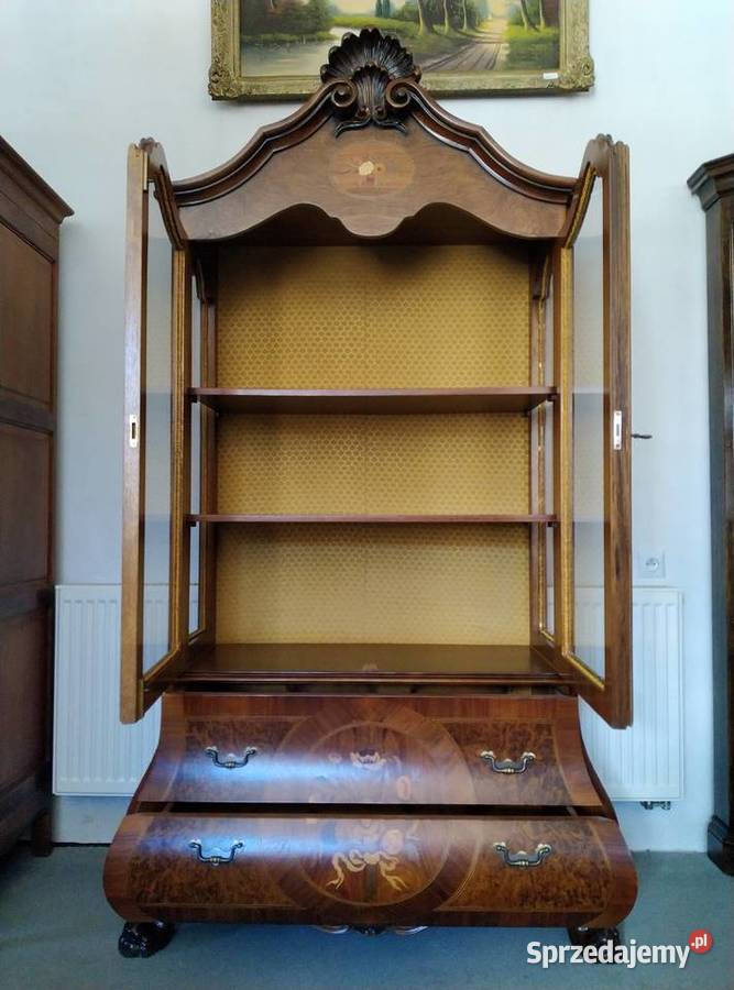 Piękna witryna biblioteka intarsje włoski barok