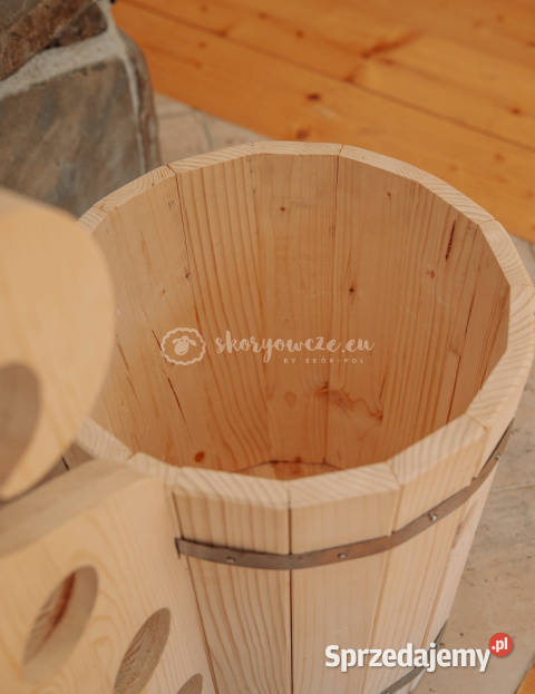 Góralski czerpak Duża drewniana doniczka Doniczki i osłonki Szaflary