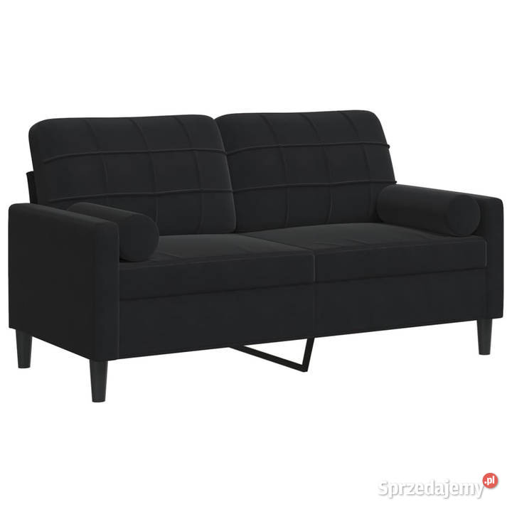 2osobowa sofa z poduszkami czarna 140 aksamit mazowieckie Warszawa