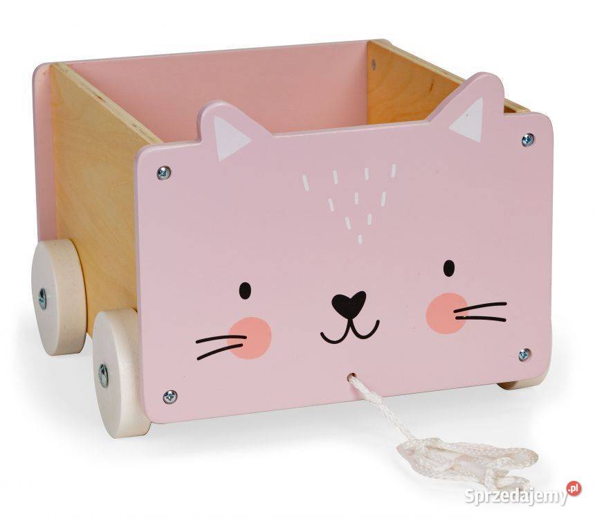 Drewniany wózek na sznurku pojemnik klocki Bielsk Podlaski