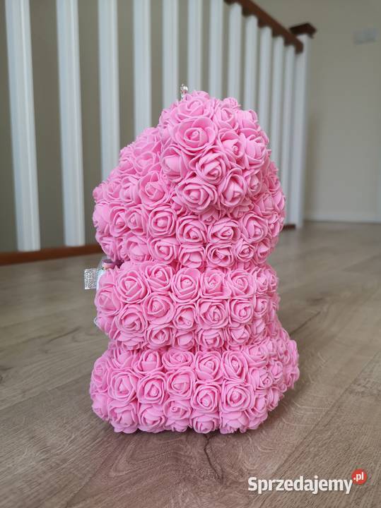 Miś z róż piankowych różowy wys 23 sprzedam