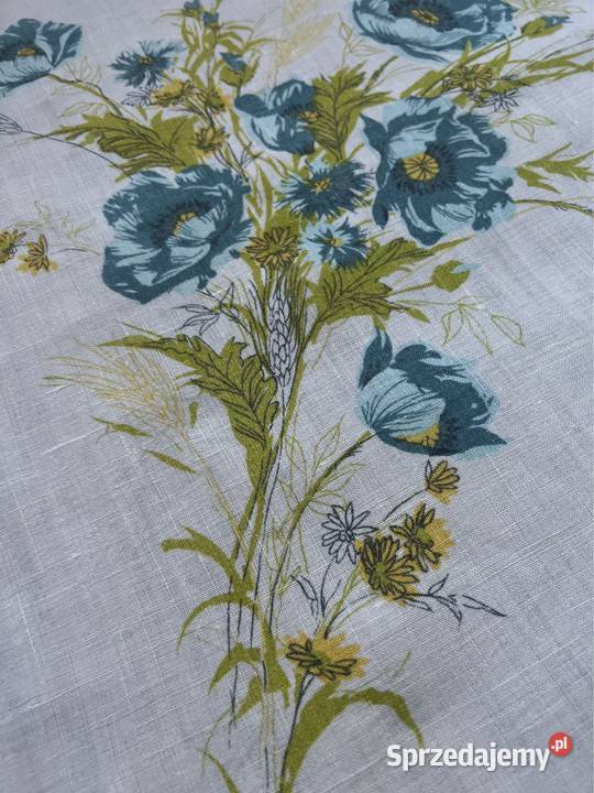 Obrus len wzór kwiaty polne biały Dom i Ogród Zabrze