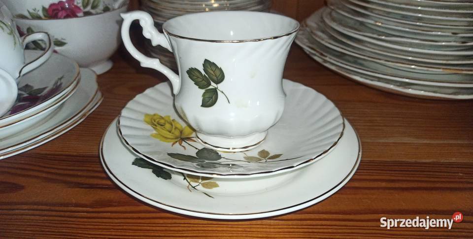 Filiżanka z talerzykiem z żółtą różą Syg English Gdańsk