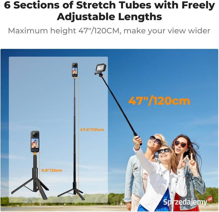 Selfie stick 120 Osmo Action Insta GoPro Tripod