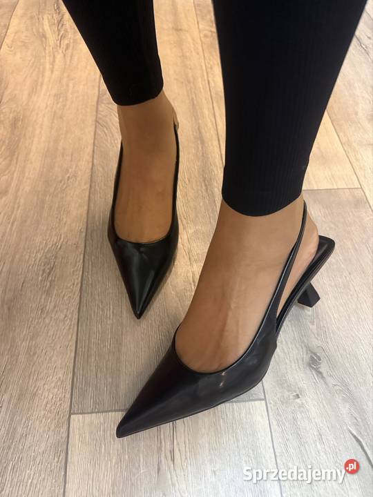 40 Czarne czółenka wieczorowe z odkrytą Pięta skóra ekologiczna małopolskie Kraków sprzedam