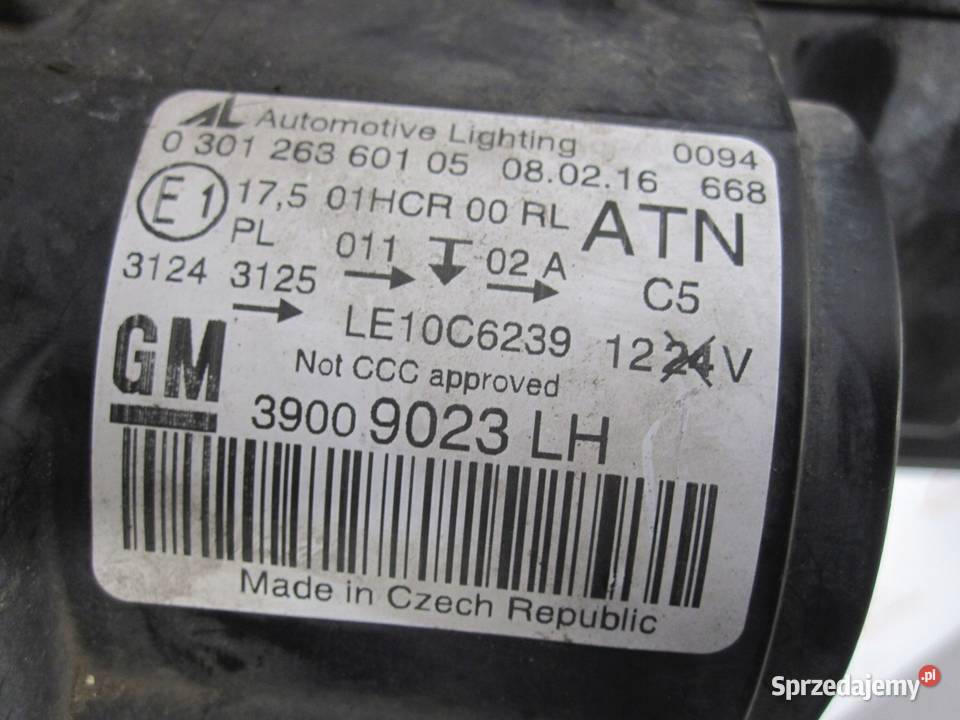 OPEL ZAFIRA C lampa lewa przód 39009023 ANGLIK osobowe Kielce