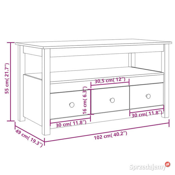 Stolik kawowy 102x49x55 lite drewno sosnowe Warszawa