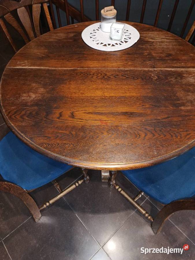 Stół okrągły dębowy 120 rozkładany do 175 4 wielkopolskie Skoki