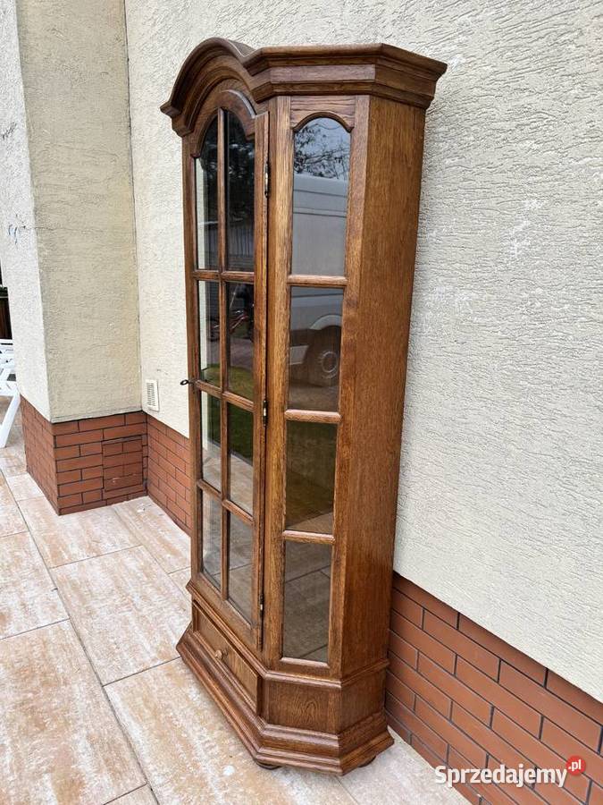 Witryna stylowa holenderska ciemny dąb kredens