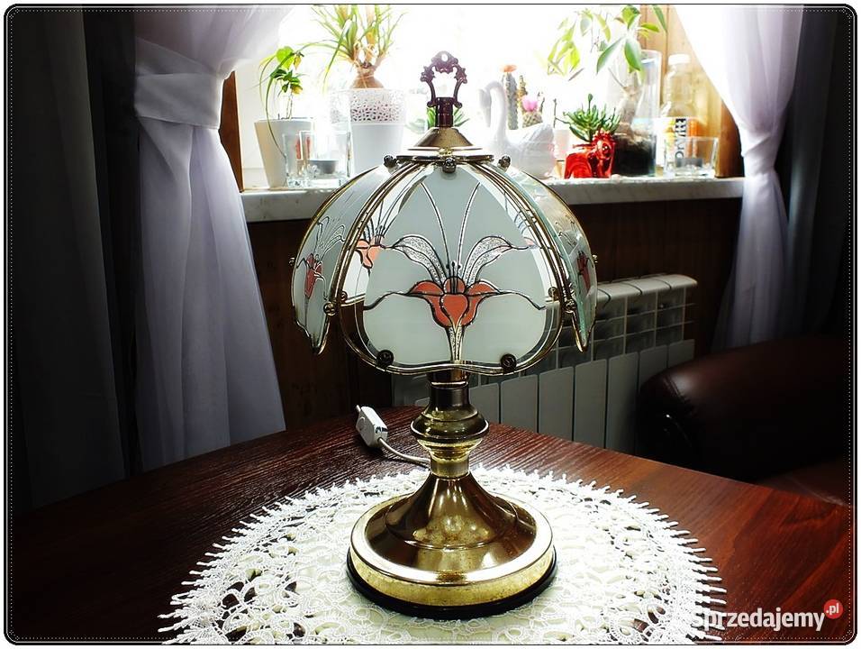 Lampka nocna witraże z lat 7080 XX wieku Retro Lampy stołowe i nocne Żary