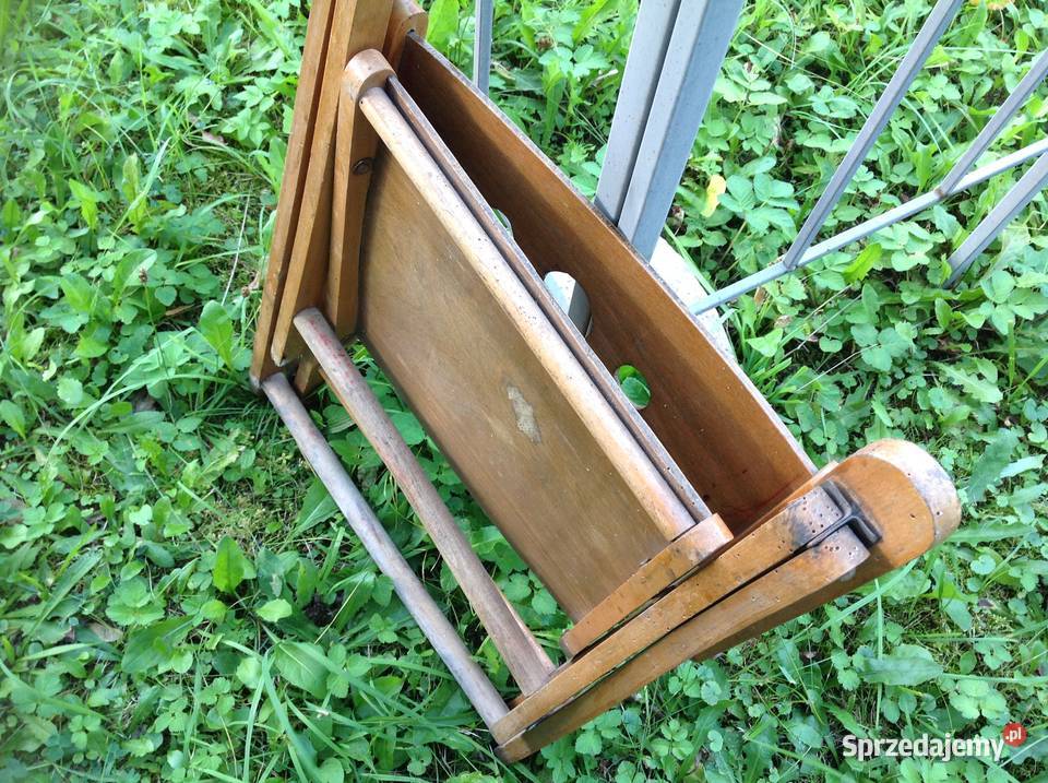 Krzesełko Drewniane Składane Dziecka Lata 50 Antyki Nowa Sól