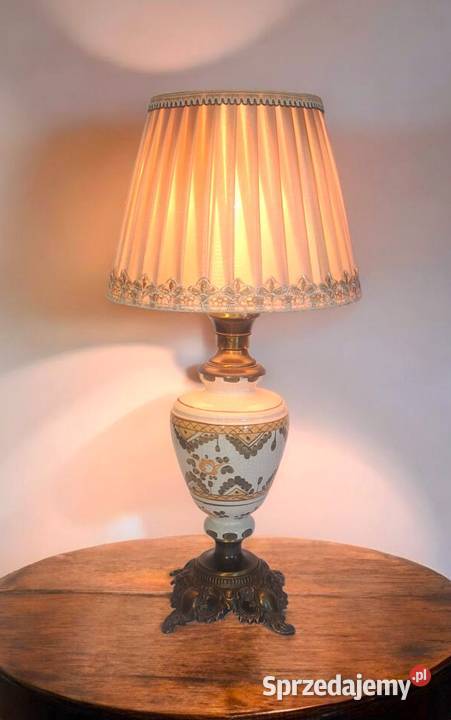 wysoka porcelanowa lampa stołowa ręcznie mazowieckie Warszawa