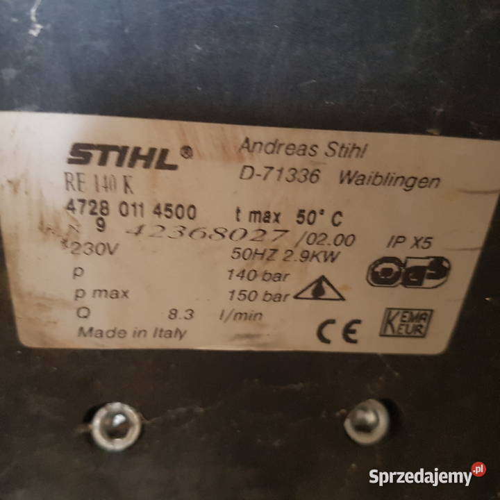 Myjka ciśnieniowa Stihl Nilfisk RE 140K 29 kW Pozostałe Włocławek sprzedam