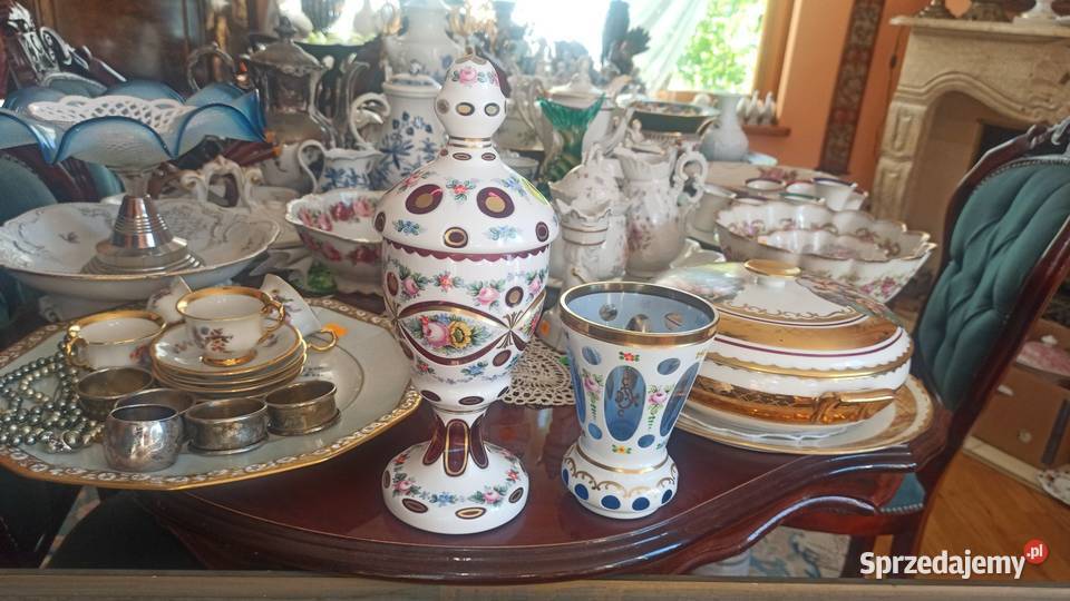 Bohemia wazon w stylu Biedermeier szkło rubinowe Antyki, Sztuka, Kolekcje pomorskie Gdańsk