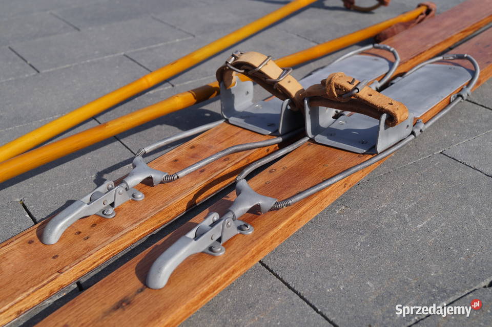 Stare narty drewniane 172 z kijkami Pruchnik sprzedam